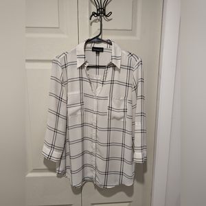 Black and white windowpane detail blouse